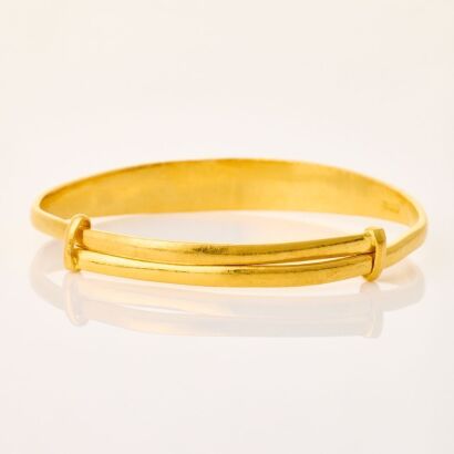 24ct Yellow Gold, Solid Adjustable Bangle