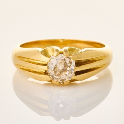18ct Yellow Gold, Vintage, Old Mine Cut 1.40ct Diamond Signet Ring