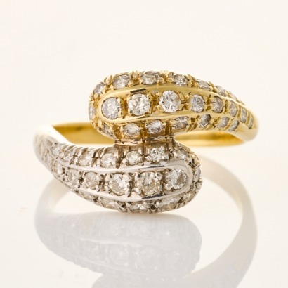18ct Yellow / White Gold, .55ct Pave Set Diamond Snake Ring