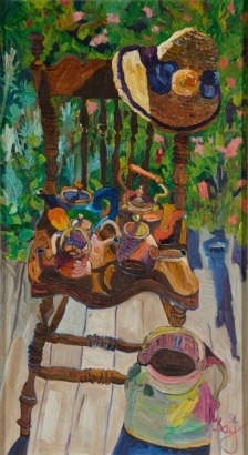 PAMELA KAY Chair with Hat and Pots