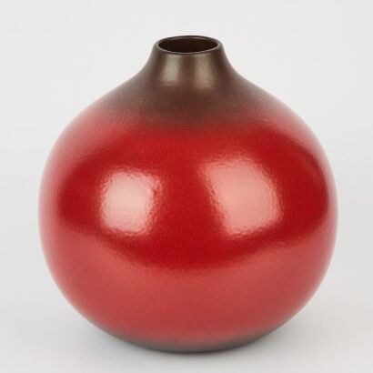A Large Bitossi Italian Red Orb Lava Vase