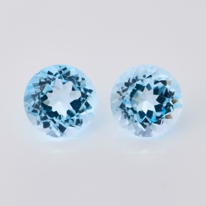 Pair of Loose, 6.45ct Round Mixed Cut Topaz