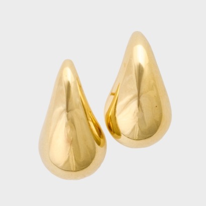14ct Yellow Gold, Hollow, Large Drop Shape Earrings