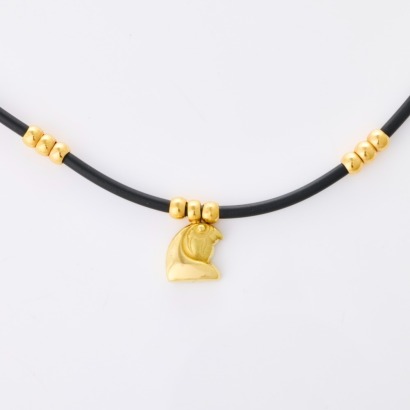 Franco Groppi, 50cm 18ct Yellow Gold / Rubber, 'Horus' Necklace