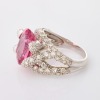 18ct White Gold, 13.5mm Oval Light Red/Pink Tourmaline / 1.60ct Diamond Cocktail Ring - 2