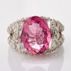 18ct White Gold, 13.5mm Oval Light Red/Pink Tourmaline / 1.60ct Diamond Cocktail Ring