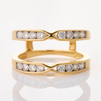 14ct Yellow Gold, .50ct Diamond Double Banded Ring