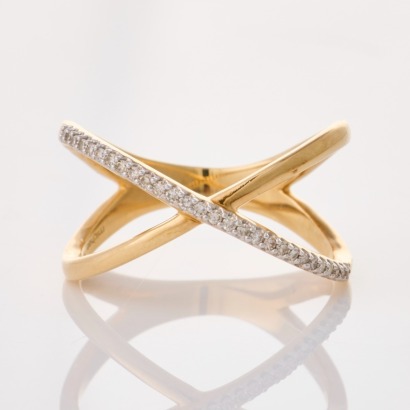 10ct Yellow Gold, .10ct Diamond Dress Ring