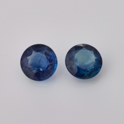 Pair of Loose, .83ct Round Mixed Cut Blue Sapphires