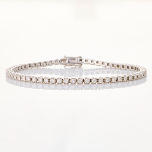 18ct White Gold, 18cm, 2.00ct Diamond Set Tennis Bracelet