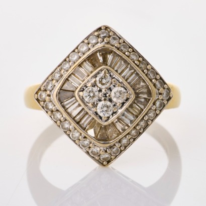 18ct Yellow Gold, 1.16ct Diamond Cluster Ring