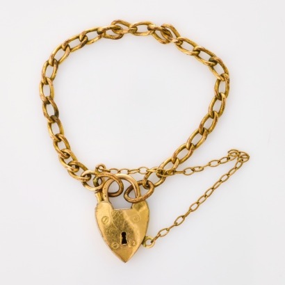 Gold Plated, 10cm Baby Bracelet with 9ct Yellow Gold Padlock