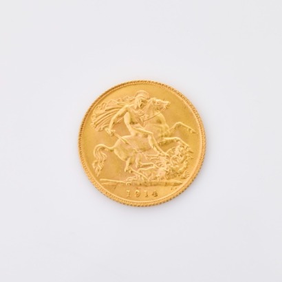 1914, 22ct Half Sovereign Coin