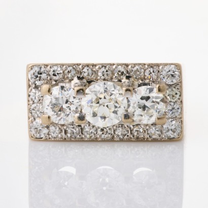 16ct White Gold, Vintage, 1.15ct Three Stone Diamond Ring