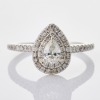 14ct White Gold, .87ct Pear Shape Diamond Halo Ring