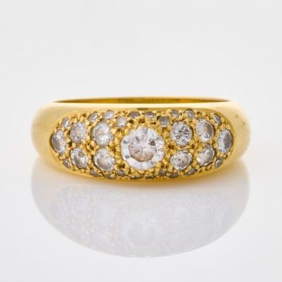 18ct Yellow Gold, .83ct Diamond Pav&eacute; Set Dress Ring
