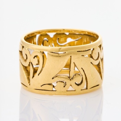 18ct Yellow Gold,11.3mm Wide 'Koru' Design Ring