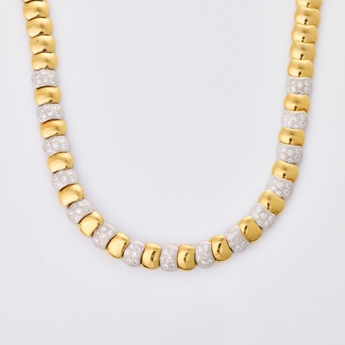 18ct Bi-colour Gold, 48cm, 1.30ct Diamond Collier Necklace with 9ct Yellow Gold Extension