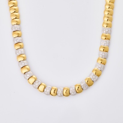 18ct Bi-colour Gold, 48cm, 1.30ct Diamond Collier Necklace with 9ct Yellow Gold Extension