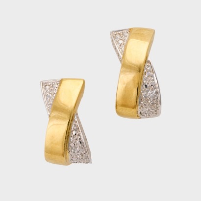 Balmain, 18ct Yellow Gold, 0.04ct Diamond Cross Over Earrings