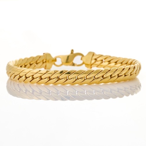18ct Yellow Gold, 18cm Tight Curb, Hollow Link Bracelet