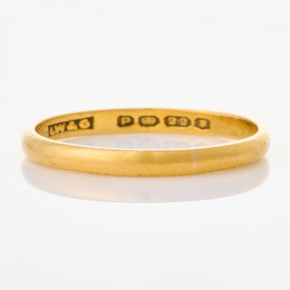 22ct Yellow Gold, 2.29mm Plain Band, Size R