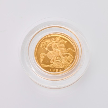 1988, 22ct Half Sovereign Coin with Box and Papers