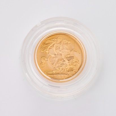 1999, 22ct Half Sovereign Coin with Box and Papers