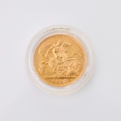 1907, 22ct Half Sovereign Coin with Case