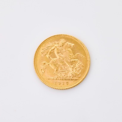 1916, 22ct Half Sovereign Coin