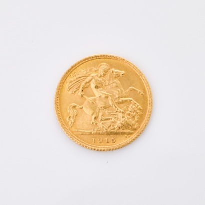 1915, 22ct Half Sovereign Coin