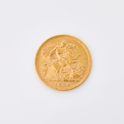 1908, 22ct Half Sovereign Coin