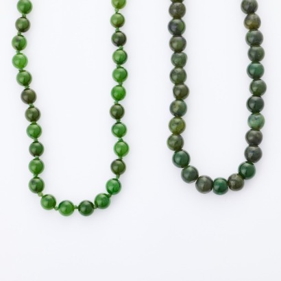 Two 44cm, Nephrite Jade Necklaces