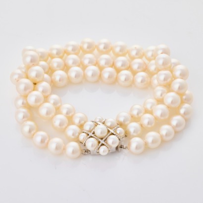 17cm, Three Strand Pear Bracelet with Silver Clasp