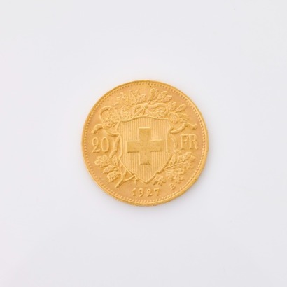 1927, Helvetia 20 Francs &ndash; Swiss Gold Coin