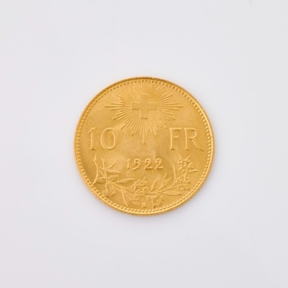 1923, Helvetia 10 Francs &ndash; Swiss Gold Coin
