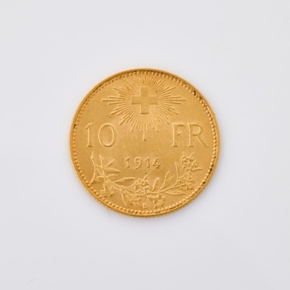 1914, Helvetia 10 Francs &ndash; Swiss Gold Coin
