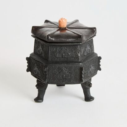 A Chinese Qing Dynasty Hexagonal Incense Burner