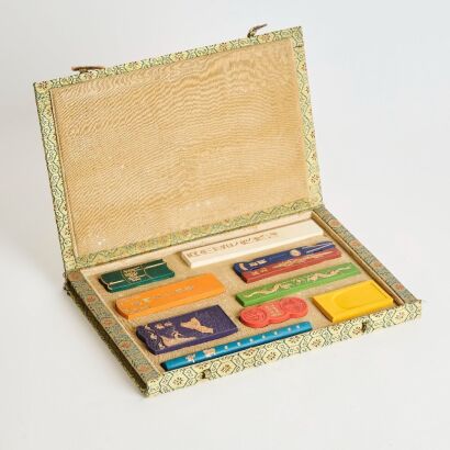 A Set of Ten Chinese Coloured Inksticks in Box