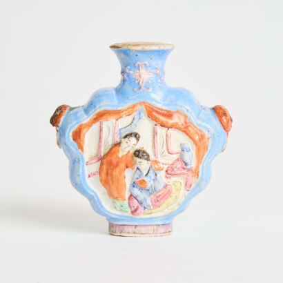 A Chinese Qing Dynasty Famille-Rose Enamelled Porcelain &lsquo;Figural&rsquo; Snuff Bottle