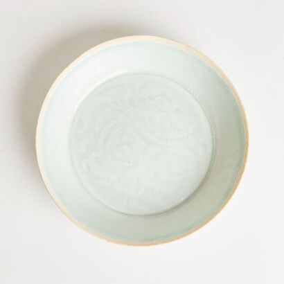 A Chinese Song Dynasty Hutian Ware Qingbai Carved Dish