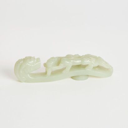 A Chinese Qing Dynasty Jade &lsquo;Dragon&rsquo; Belt Hook