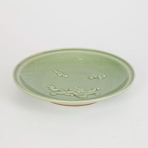 A Chinese Early to Mid 20th Century Celadon-glazed 'Dragon' Charger