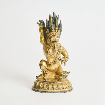 A Chinese Tibet Gilt Bronze Figure of a Lion-Headed Dakini