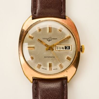 Rose Gold Plated, 35mm Ulysee Nardin, Day Date 20 Jewel Automatic Movement, circa 1960's