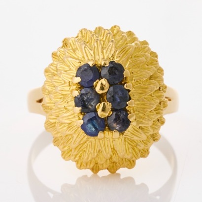 18ct Yellow Gold, .80ct Sapphire Dome Ring