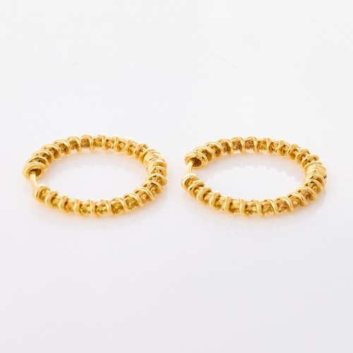 18ct Yellow Gold, 1.75ct Yellow Sapphire Hoop Earrings