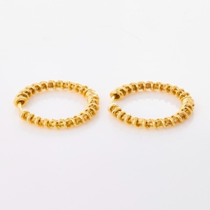 18ct Yellow Gold, 1.75ct Yellow Sapphire Hoop Earrings