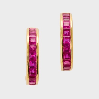 18ct Yellow Gold, 2.00ct Ruby Hoop Earrings