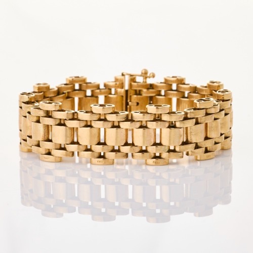 9ct Yellow Gold, 17cm Seven Bar Gate Style Bracelet